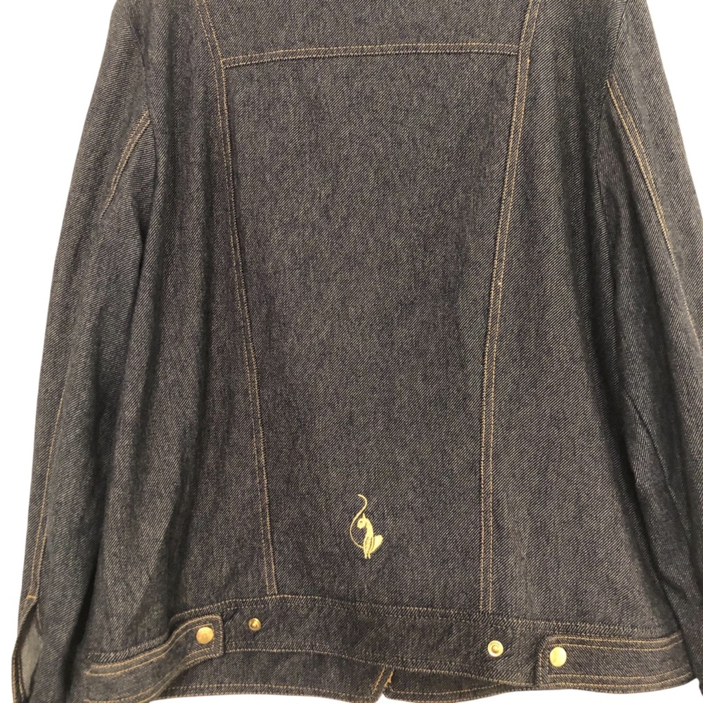 Vintage Y2K Baby Phat Dark Denim Jacket with Gold-Tone Zippers & Studs Size 2X - Picture 9 of 10